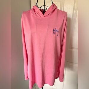 Guy Harvey Pink Hooded Long Sleeve Top with White Logo